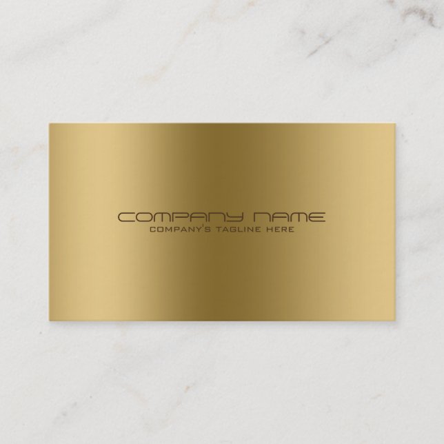 Tarjeta De Visita Modern Metallic Gold Stainless Steless Look (Anverso)