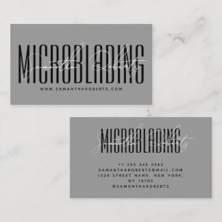 Tarjeta De Visita Modern microblading typography script gray