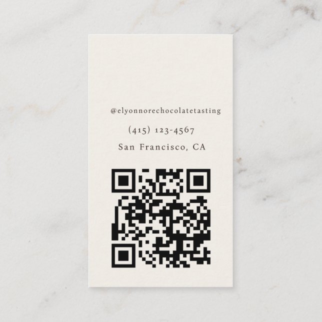 Tarjeta De Visita Modern Minimal Chocolate Tasting Qr Code (Reverso)