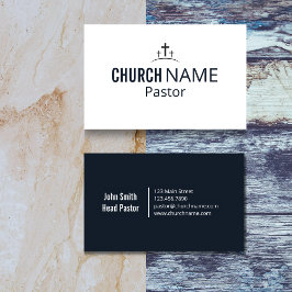 Tarjeta De Visita Modern Minimal Church Pastor Three Cross 