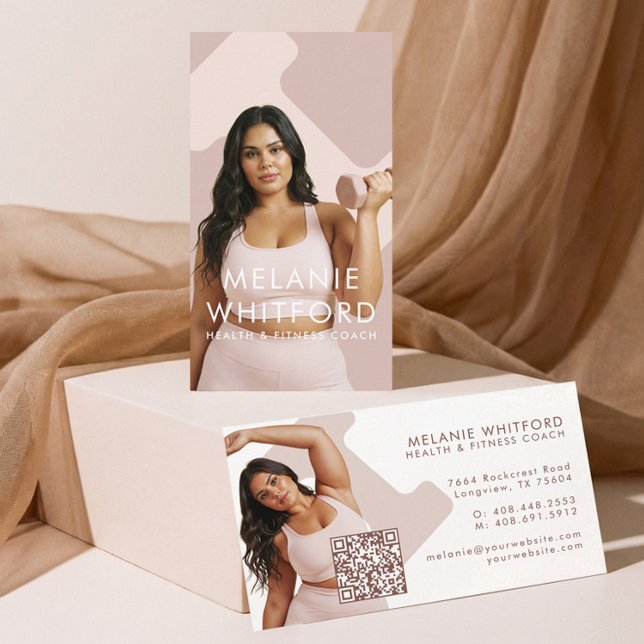 Tarjeta De Visita Modern Minimal Fitness Health Wellness Photo QR (Modern Minimal Fitness Health Wellness Photo QR Business Card)