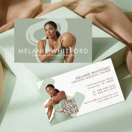 Tarjeta De Visita Modern Minimal Fitness Personal Trainer Photo QR