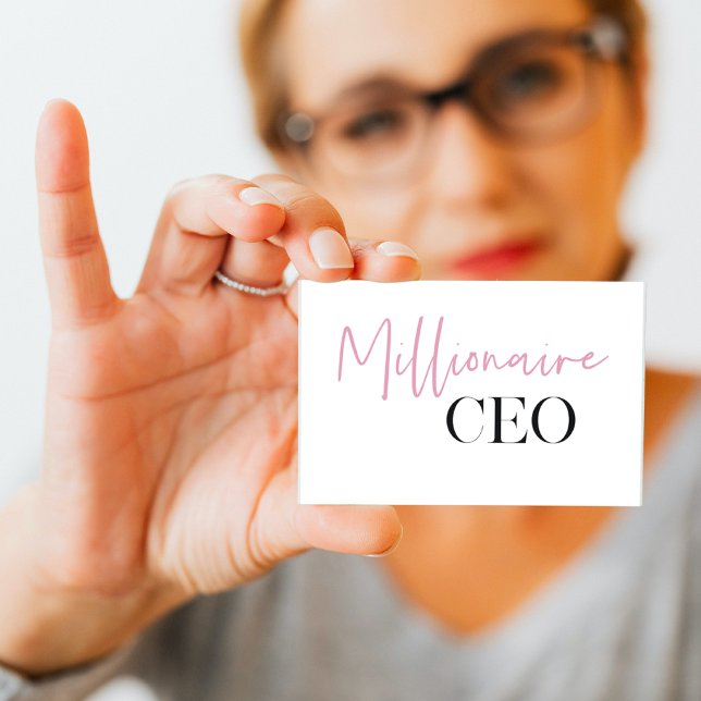 Tarjeta De Visita Modern Minimal Millionaire CEO | Rosa Y Negro (Subido por el creador)