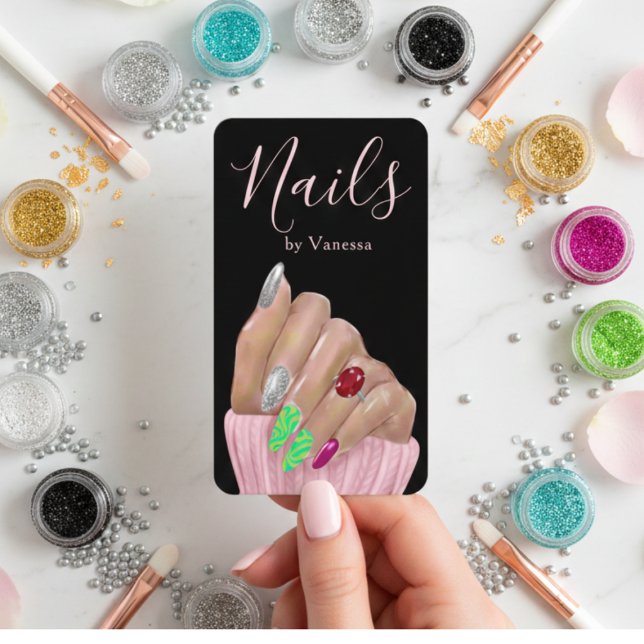 Tarjeta De Visita Modern Minimal Nail Technician QR Code Chic (Subido por el creador)