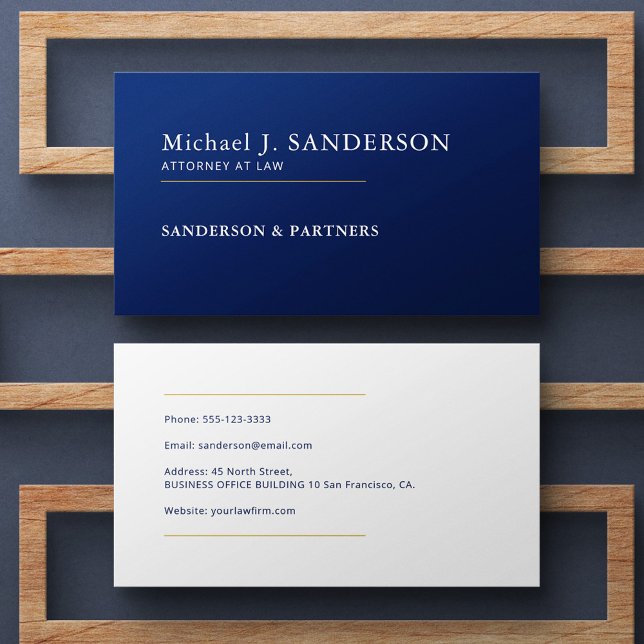 Tarjeta De Visita Modern minimal navy blue attorney at law (Subido por el creador)