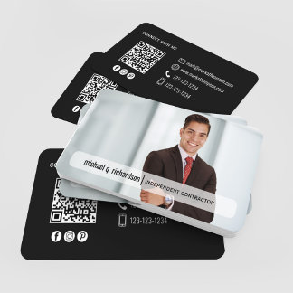 Tarjeta De Visita Modern Minimal QR Code Photo Profile Card