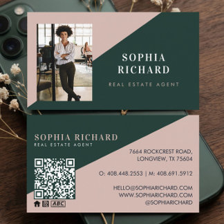 Tarjeta De Visita Modern Minimal Real Estate Agent Photo QR Code