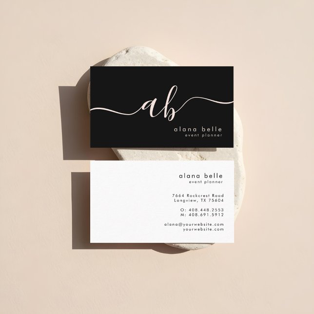 Tarjeta De Visita Modern, Minimal & Sophisticated Script Monogram (Modern, Minimal & Sophisticated Script Monogram Business Card)