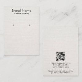 Tarjeta De Visita Modern Minimalist Beige Linen Jewelry Display Card