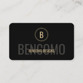 Tarjeta De Visita Modern Minimalist Black and Gold Monogram
