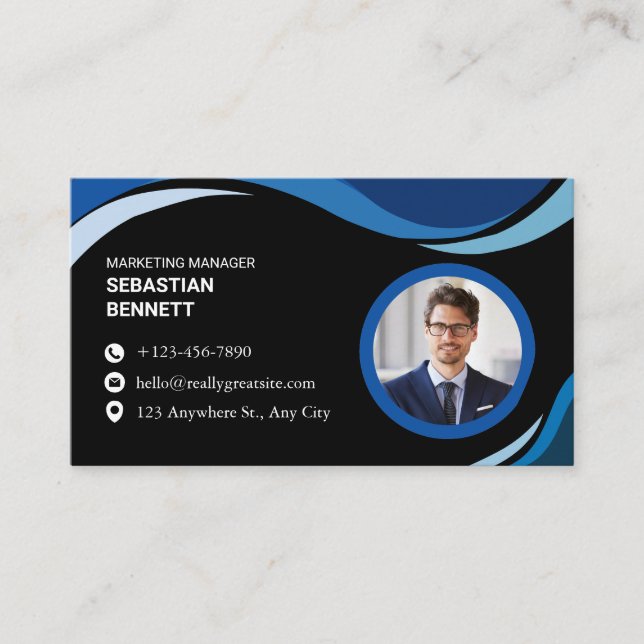 Tarjeta De Visita Modern Minimalist Black Custom  (Anverso)