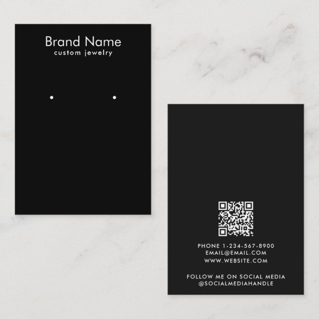 Tarjeta De Visita Modern Minimalist Black Jewelry Display Card (Anverso / Reverso)