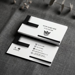 Tarjeta De Visita Modern Minimalist Black & White Logo Business Card