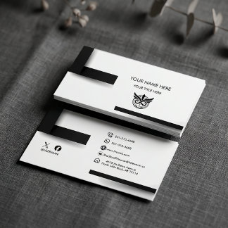 Tarjeta De Visita Modern Minimalist Black & White Logo Business Card