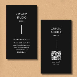 Tarjeta De Visita Modern Minimalist Black White QR Code
