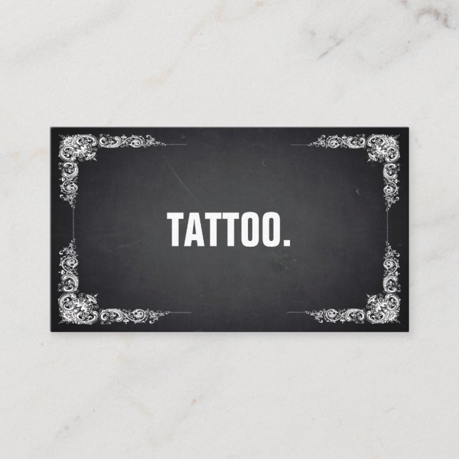 Tarjeta De Visita Modern Minimalist Blackboard Tattoo Professional B (Anverso)