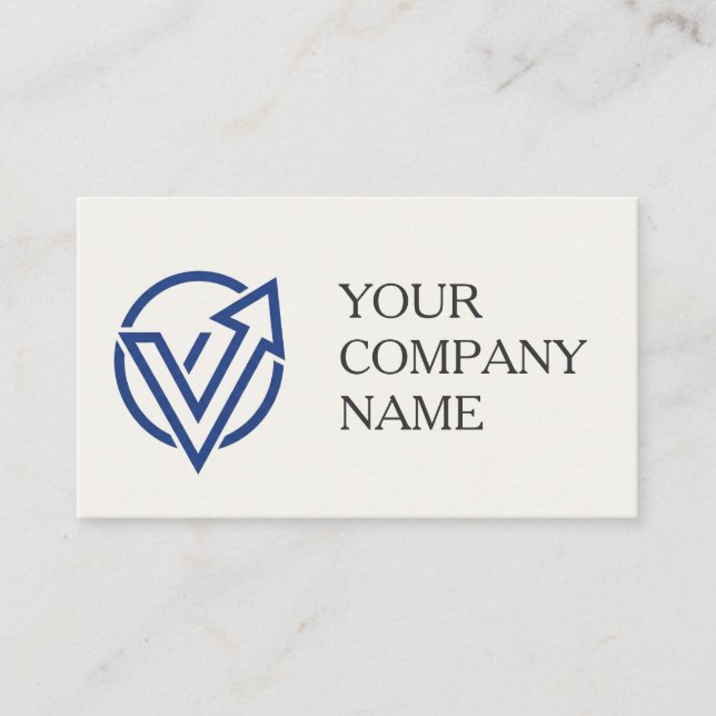 Tarjeta De Visita Modern Minimalist Blue Logo Business Card QR Code  (Anverso)