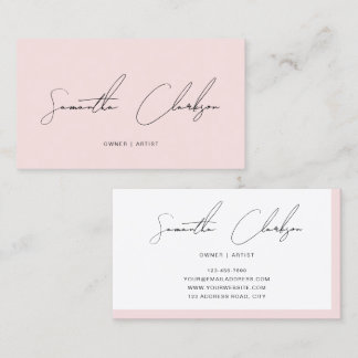 Tarjeta De Visita Modern Minimalist Blush Pink Handwritten Script