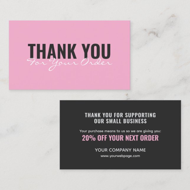 Tarjeta De Visita Modern minimalist bold Thank You card (Anverso / Reverso)
