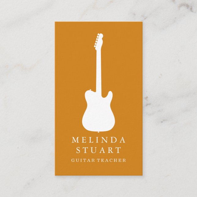 Tarjeta De Visita Modern Minimalist Chic Musician Guitar Teacher (Anverso)