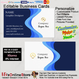 Tarjeta De Visita Modern Minimalist Company Blue White