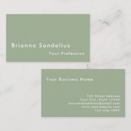 Tarjeta De Visita Modern Minimalist Custom Sage Green Professional