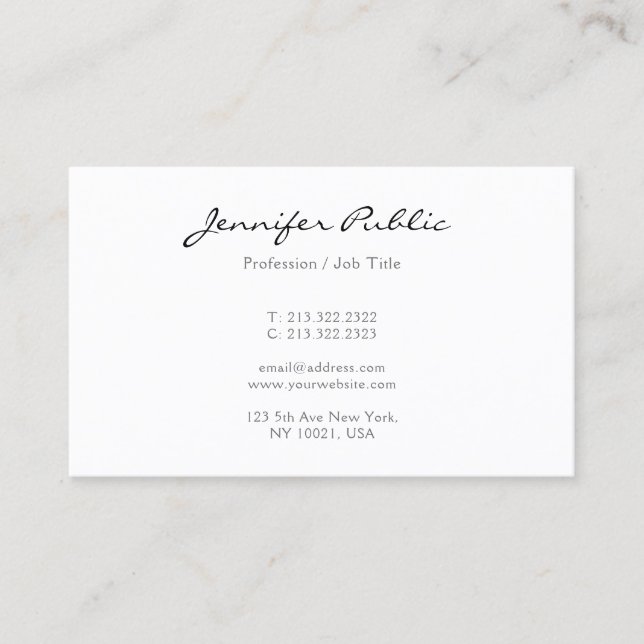 Tarjeta De Visita Modern Minimalist Elegant Trendy Calligraphy Name (Anverso)