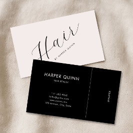 Tarjeta De Visita Modern Minimalist Hair Stylist Script Blush Pink