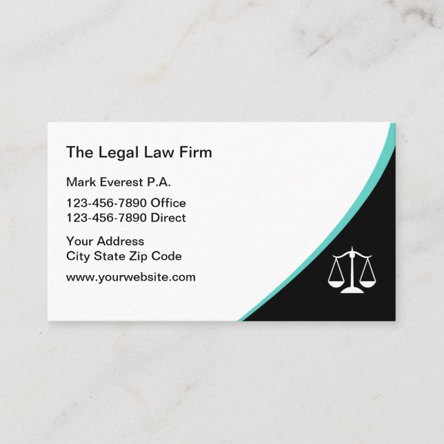 Tarjeta De Visita Modern Minimalist Law Office Attorney (Anverso)