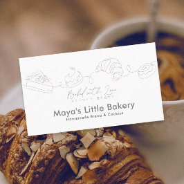 Tarjeta De Visita Modern Minimalist Line Art Bakery Pastry Chef