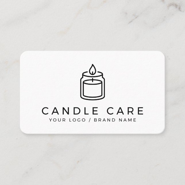 Tarjeta De Visita Modern Minimalist Line Art Candle Care Instruction (Anverso)