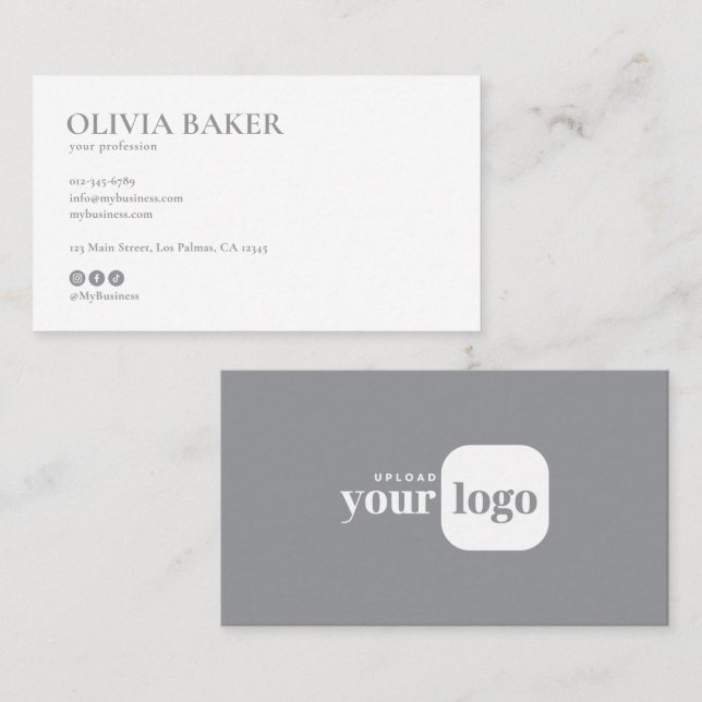 Tarjeta De Visita Modern Minimalist Logo & Social Media Icons (Anverso / Reverso)