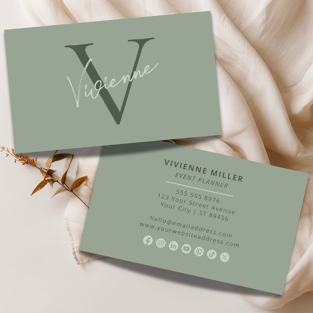 Tarjeta De Visita Modern Minimalist Monogram Professional Marketing  (Modern Minimalist Monogram Professional Marketing Business Card)