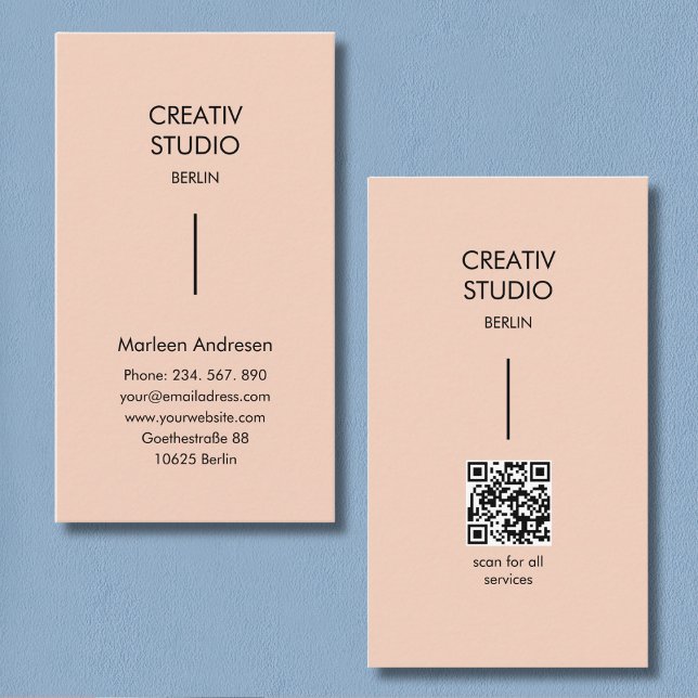 Tarjeta De Visita Modern Minimalist Peach Beige Black (Modern Minimalist Peach Beige Black Business Card)