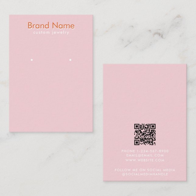 Tarjeta De Visita Modern Minimalist Pink Orange Jewelry Display Card (Anverso / Reverso)