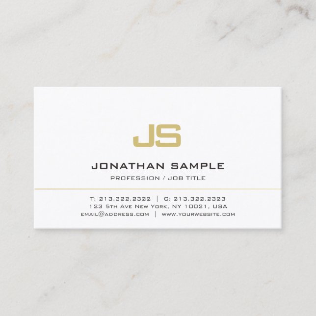 Tarjeta De Visita Modern Minimalist Professional Elegant Monogram (Anverso)