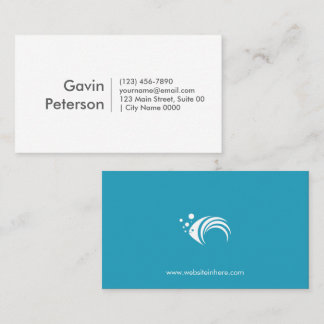Tarjeta De Visita Modern Minimalist Professional White Teal Fish