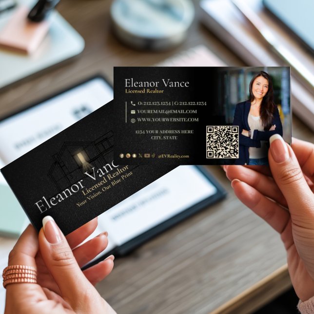 Tarjeta De Visita Modern Minimalist Qr Code Social Media Relator (Subido por el creador)