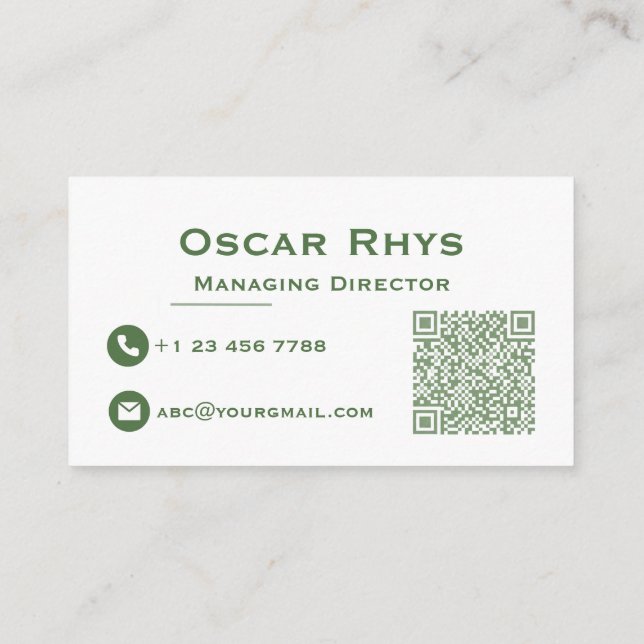 Tarjeta De Visita Modern Minimalist Sage Green & White Business Card (Reverso)