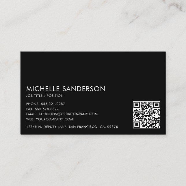 Tarjeta De Visita Modern Minimalist Simple Professional QR Code (Anverso)