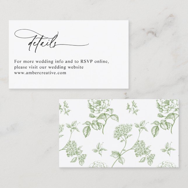 Tarjeta De Visita Modern Minimalist Wedding Details Enclosure Card (Anverso / Reverso)
