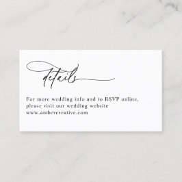 Tarjeta De Visita Modern Minimalist Wedding Details Enclosure Card