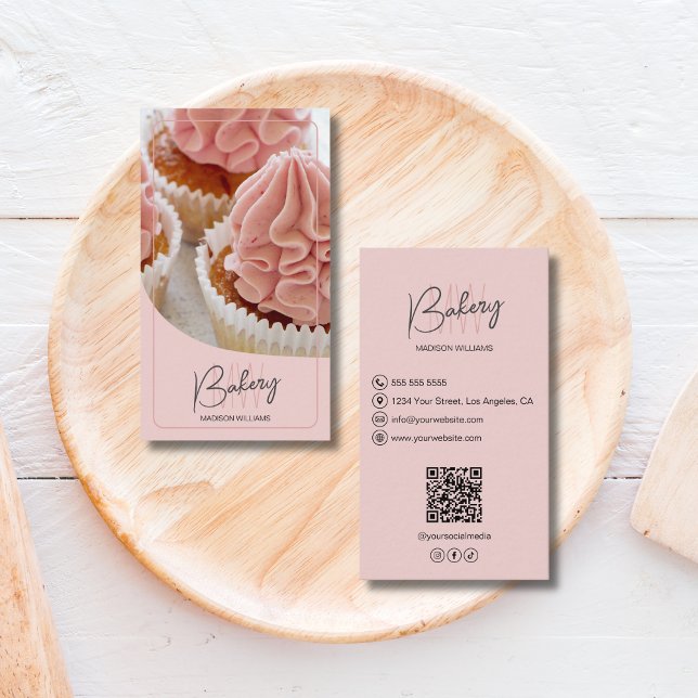 Tarjeta De Visita Modern Monogram Logo Bakery Pastry Chef (Modern Monogram Logo Bakery Pastry Chef Business Card)