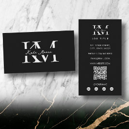 Tarjeta De Visita Modern Monogram Professional Black Marketing