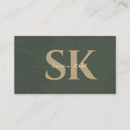 Tarjeta De Visita Modern Monogram QR code dark green social  icons