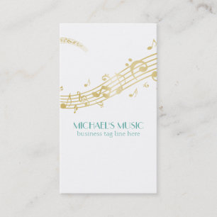 Tarjeta De Visita Modern Musical Business Branding Gold Music Notes