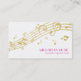 Tarjeta De Visita Modern Musical Business Branding Gold Music Notes