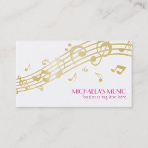 Tarjeta De Visita Modern Musical Business Branding Gold Music Notes
