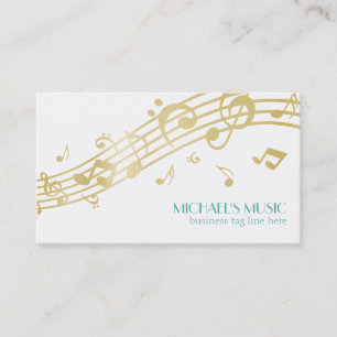 Tarjeta De Visita Modern Musical Business Branding Gold Music Notes