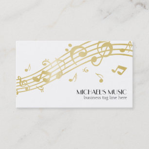 Tarjeta De Visita Modern Musical Business Branding Gold Music Notes